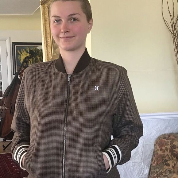 Vintage Hurley Houndstooth Mod Style Bomber Jacket - Picture 1 of 5
